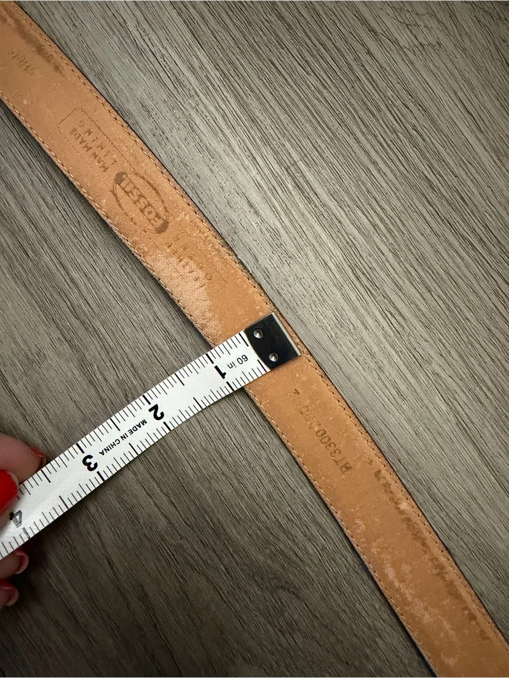 Vintage Fossil Brown Croc-Embossed Leather Belt with Silver Buckle